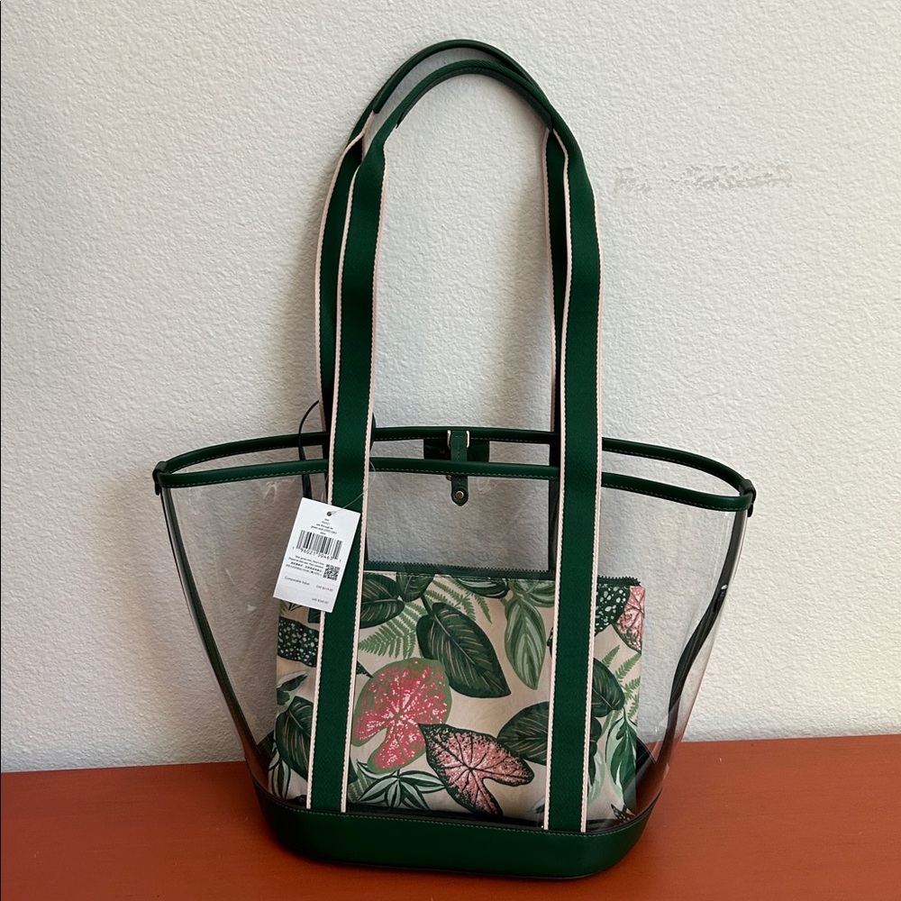 Kate Spade Transparent Tote with Green Trim and Small bag NWT - Picture 2 of 9